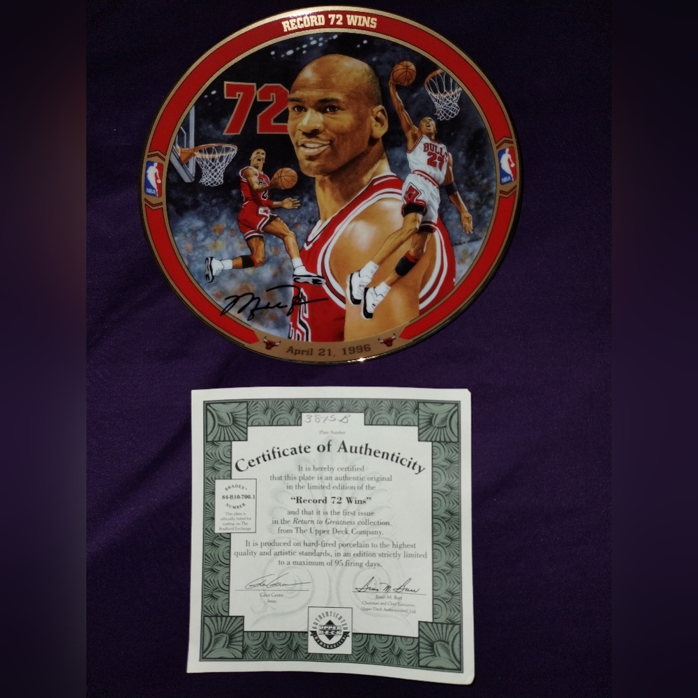 Michael Jordan 72 Wins Plate